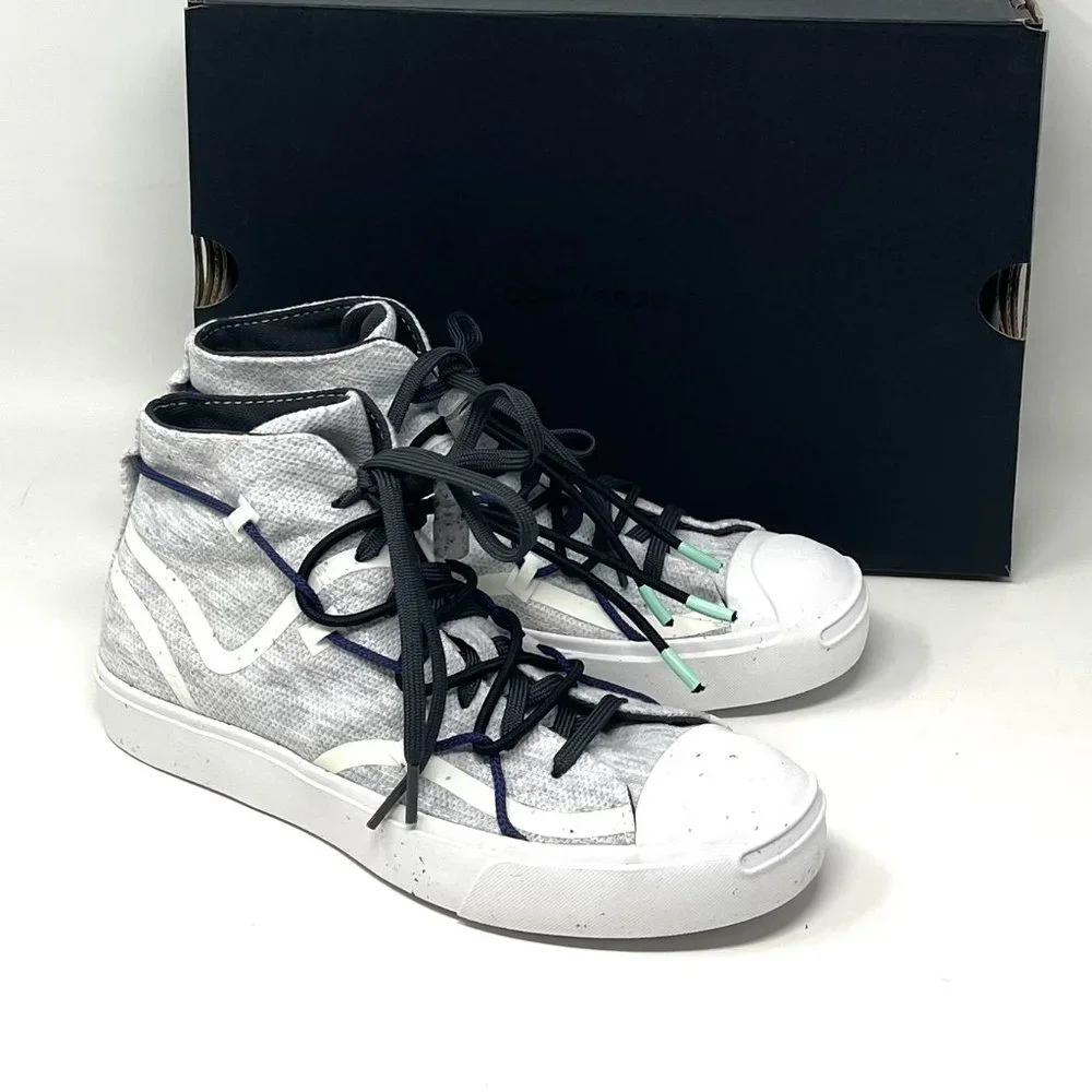 💖MEGA SALE💖Converse Jack Purcell Rally Mid White Gray Shoes Women  170947C